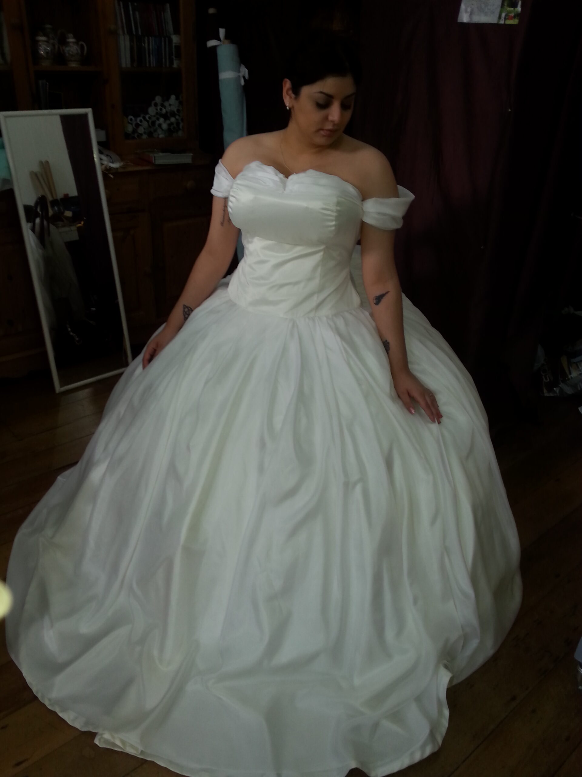 Wedding dress and petticoat for a bride, Wellington NZ, made by Velvet Cherry