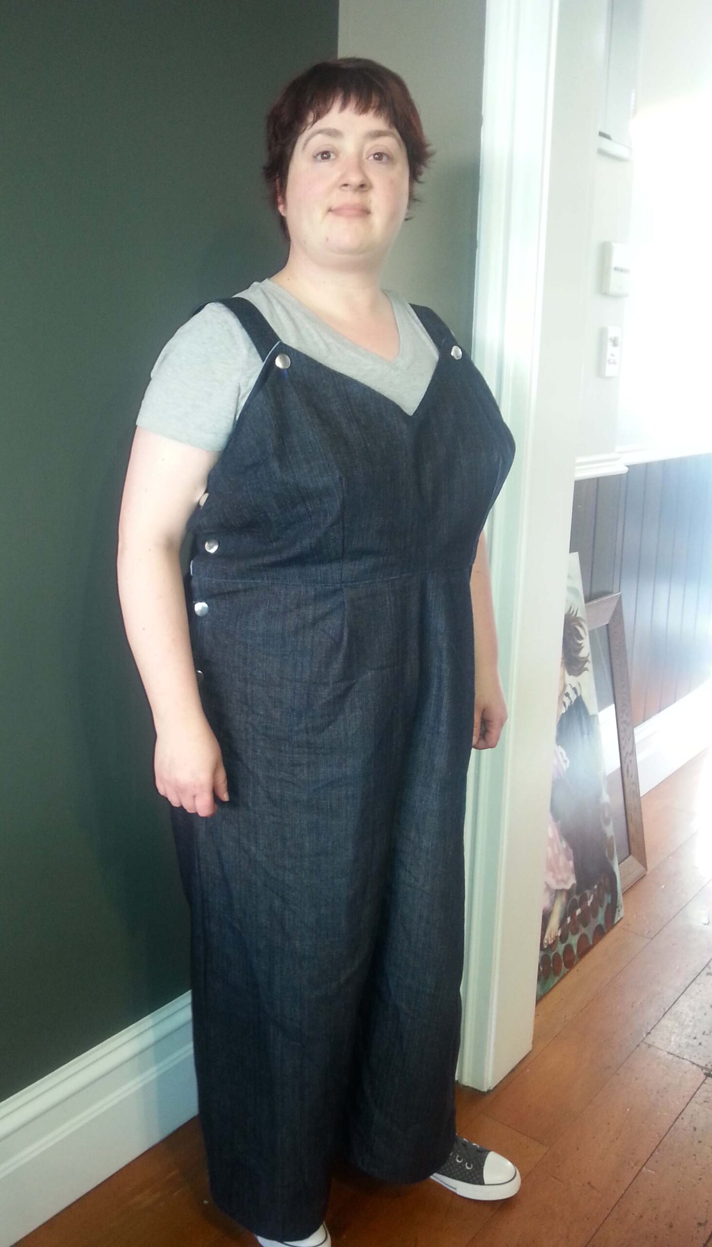Custom made linen overalls by Velvet Cherry