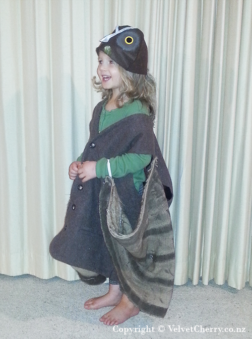 A child's owl costume made by Velvet Cherry
