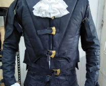 Historic leather coat and cotton shirt, D'Artagnan style, by Velvet Cherry NZ