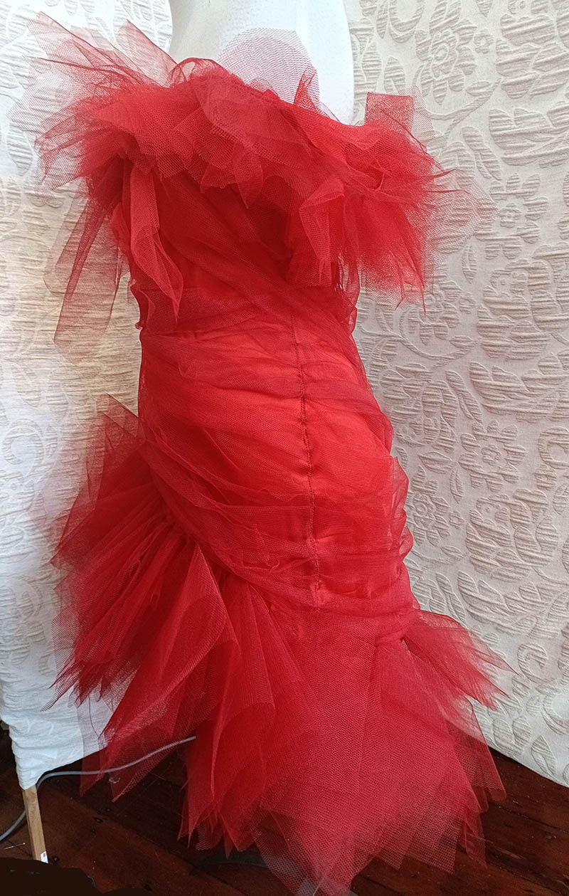 Red tulle dress for evening, created by Velvet Cherry!